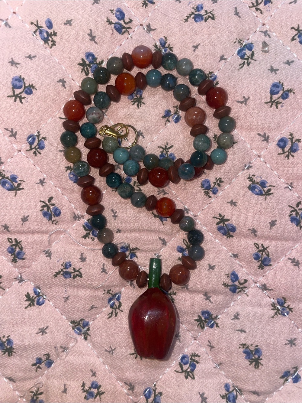 Handmade Necklace with Wooden Apple - Picture 5 of 7